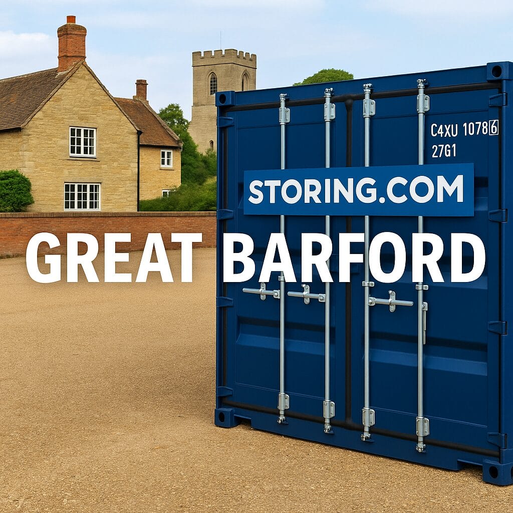 Drive-up storage container at Storing.com’s depot, serving residents of Great Barford