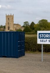 Self storage container at Storing.com’s Bletsoe depot with the word “Chellington” overlaid